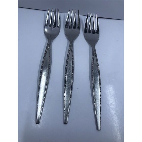 3 pcs Oneida Community Venetia Salad Fork Stainless Steel Burnished Handle. Read - Picture 2 of 13